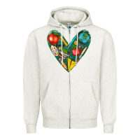 Oatmeal Heather teacher  heart Zipper Hoodie - texasbilliewilder