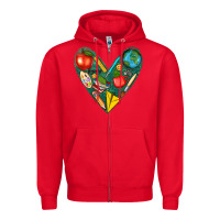 Red teacher  heart Zipper Hoodie - texasbilliewilder