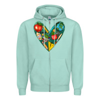 Seafoam teacher  heart Zipper Hoodie - texasbilliewilder