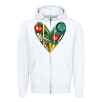 White teacher  heart Zipper Hoodie - texasbilliewilder