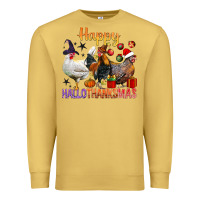 Antique Gold Happy Hallothanksmas Chick Premium Sweatshirt - BundleAndBundleShop