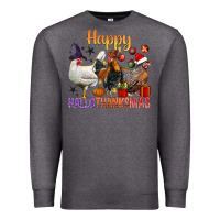 Charcoal Heather Happy Hallothanksmas Chick Premium Sweatshirt - BundleAndBundleShop