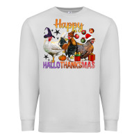 Dove Grey Happy Hallothanksmas Chick Premium Sweatshirt - BundleAndBundleShop