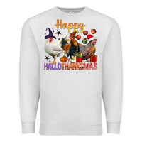 Oatmeal Heather Happy Hallothanksmas Chick Premium Sweatshirt - BundleAndBundleShop