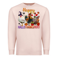 Pale Pink Happy Hallothanksmas Chick Premium Sweatshirt - BundleAndBundleShop