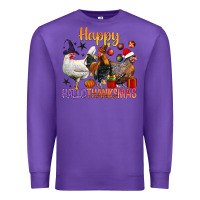 Purple Happy Hallothanksmas Chick Premium Sweatshirt - BundleAndBundleShop