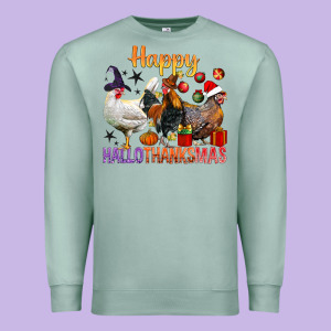Happy Hallothanksmas Chick Premium Sweatshirt Designed By Bundleandbundleshop