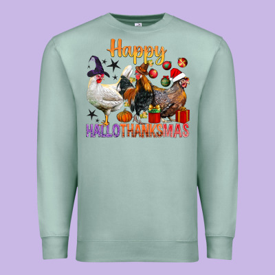 Happy Hallothanksmas Chick Premium Sweatshirt Designed By Bundleandbundleshop