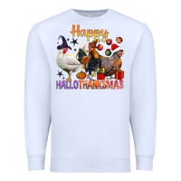 White Happy Hallothanksmas Chick Premium Sweatshirt - BundleAndBundleShop