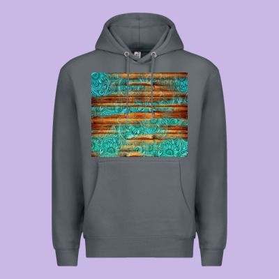 Turquoise  Leather And Wooden Pattern Tumbler Premium Hoodie Designed By Jasminsmagicworld