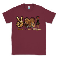 Burgundy peace love melanin Classic Tee - texasbilliewilder