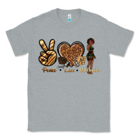 Heather Grey peace love melanin Classic Tee - texasbilliewilder