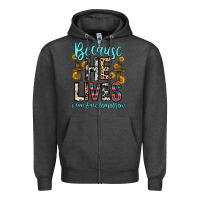 Charcoal Heather because he lives i can face tomorrow Zipper Hoodie - Zillion Design Studio