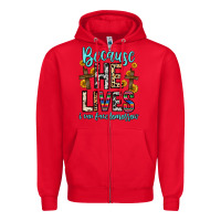 Red because he lives i can face tomorrow Zipper Hoodie - Zillion Design Studio