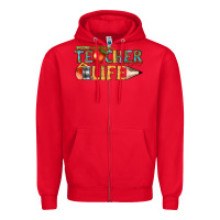 Red teacher life Zipper Hoodie - texasbilliewilder