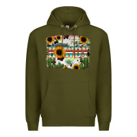 Army Green Howdy Serape And Sunflower Premium Hoodie - RanaPortraitStore