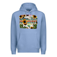 Colony Blue Howdy Serape And Sunflower Premium Hoodie - RanaPortraitStore