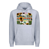 Heather Grey Howdy Serape And Sunflower Premium Hoodie - RanaPortraitStore