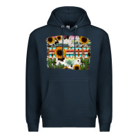 Navy Howdy Serape And Sunflower Premium Hoodie - RanaPortraitStore