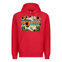 Red Howdy Serape And Sunflower Premium Hoodie - RanaPortraitStore