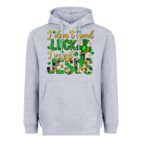Heather Grey i dont need luck ive got jesus st. patricks day Heavyweight Hoodie - Neo Western