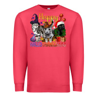 Cardinal Happy Hallothanksmas Cats Premium Sweatshirt - BundleAndBundleShop