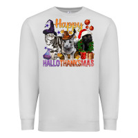 Dove Grey Happy Hallothanksmas Cats Premium Sweatshirt - BundleAndBundleShop