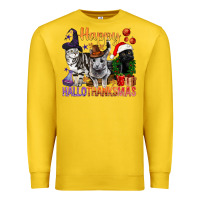Lemon Happy Hallothanksmas Cats Premium Sweatshirt - BundleAndBundleShop