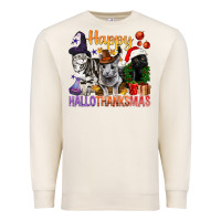 Sandshell Happy Hallothanksmas Cats Premium Sweatshirt - BundleAndBundleShop