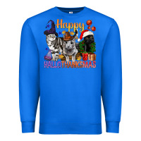 True Royal Happy Hallothanksmas Cats Premium Sweatshirt - BundleAndBundleShop