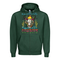 Sports Green raising hell with the hippies and the cowboys Zipper Hoodie - Zillion Design Studio