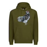 Army Green Ameraucana Rooster Premium Hoodie - LillyAllenDesigns