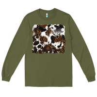 Army Green leopard cowhide background Long Sleeve Tee - RanaPortraitStore