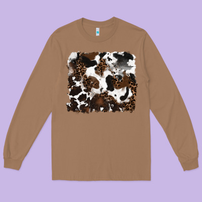 Long Sleeve Tee leopard cowhide background