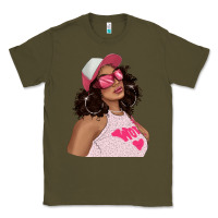 Army Green pink sunglasses afro black girl Classic Tee - texasbilliewilder
