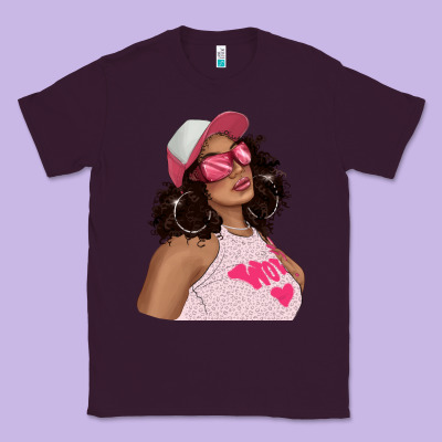 Classic Tee pink sunglasses afro black girl