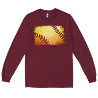 Burgundy softball brushstroke Long Sleeve Tee - RanaPortraitStore