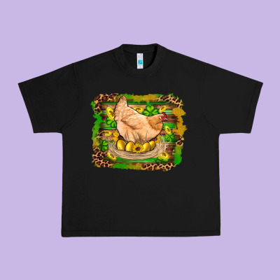 St Patricks Day Farm Chicken Gold Eggs Leopard Serape Glitter Urban Heavy Tee Designed By Artiststas