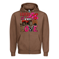 Chestnut valentine's day loads of love tractor with pin heart balloons Zipper Hoodie - RanaPortraitStore