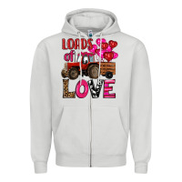 Dove Grey valentine's day loads of love tractor with pin heart balloons Zipper Hoodie - RanaPortraitStore