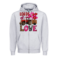 Heather Grey valentine's day loads of love tractor with pin heart balloons Zipper Hoodie - RanaPortraitStore