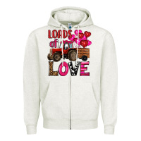 Oatmeal Heather valentine's day loads of love tractor with pin heart balloons Zipper Hoodie - RanaPortraitStore