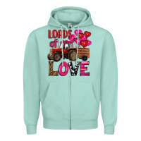 Seafoam valentine's day loads of love tractor with pin heart balloons Zipper Hoodie - RanaPortraitStore