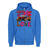 True Royal valentine's day loads of love tractor with pin heart balloons Zipper Hoodie - RanaPortraitStore