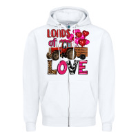 White valentine's day loads of love tractor with pin heart balloons Zipper Hoodie - RanaPortraitStore