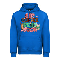 Cobalt sip coffee read book Urban Hoodie - MaliasSmallBusiness