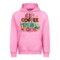 Fuchsia Pink sip coffee read book Urban Hoodie - MaliasSmallBusiness