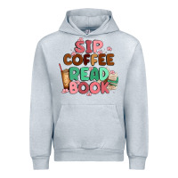 Heather Grey sip coffee read book Urban Hoodie - MaliasSmallBusiness