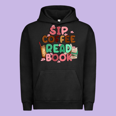 Sip Coffee Read Book Urban Hoodie Designed By Maliassmallbusiness