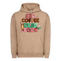 Pigment Burro sip coffee read book Urban Hoodie - MaliasSmallBusiness